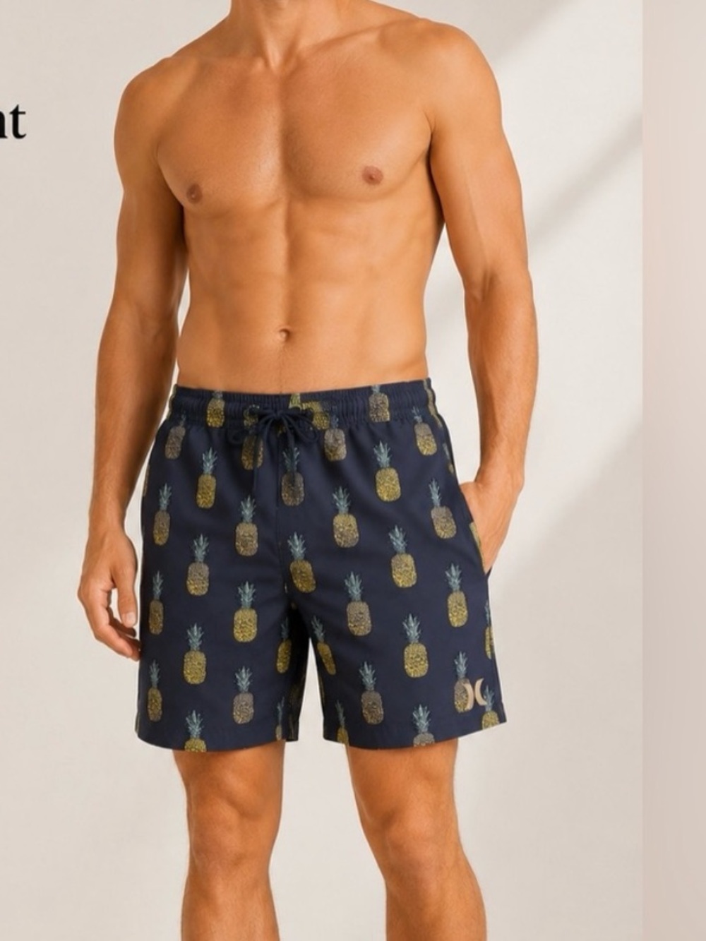 Hurley Navy Pineapple-Print Swim Trunks